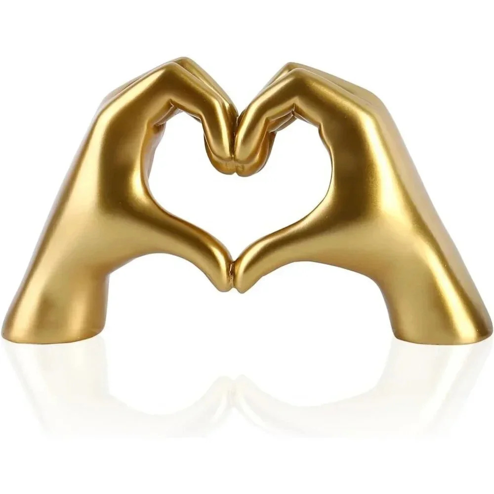 Modern Resin Gold  Decor Love Finger Aesthetic Statues Gold Decor for Shelves